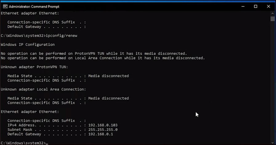 Restart network settings