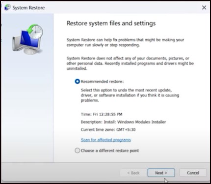 Restore System files